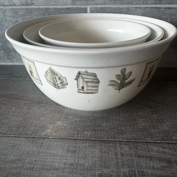 Vintage Pfaltzgraff Naturewood nesting bowl 9.5X5” / 8X4” / 6.75X3.5” set of 3